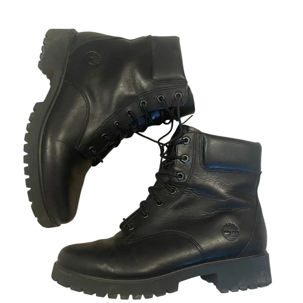 Timberland 6 Inch Premium Black Leather Waterproof Boots Womens Rugged Lug Sole